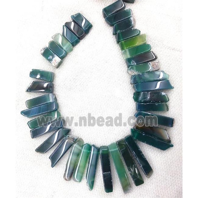 green agate stick bead collar, top drilled