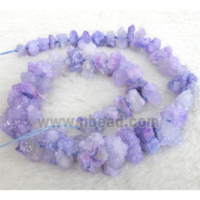 purple druzy quartz beads, freeform