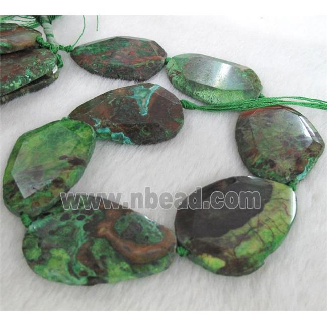 green ocean jasper beads, freeform slab