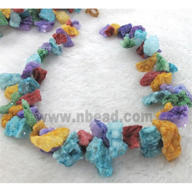 druzy agate beads, freeform, mixed color