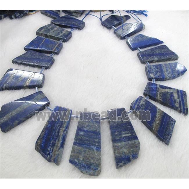 lapis lazuli collar bead, freeform, blue, top dilled