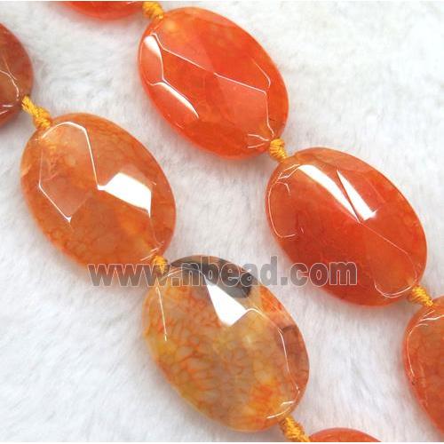 agate bead, faceted oval, orange