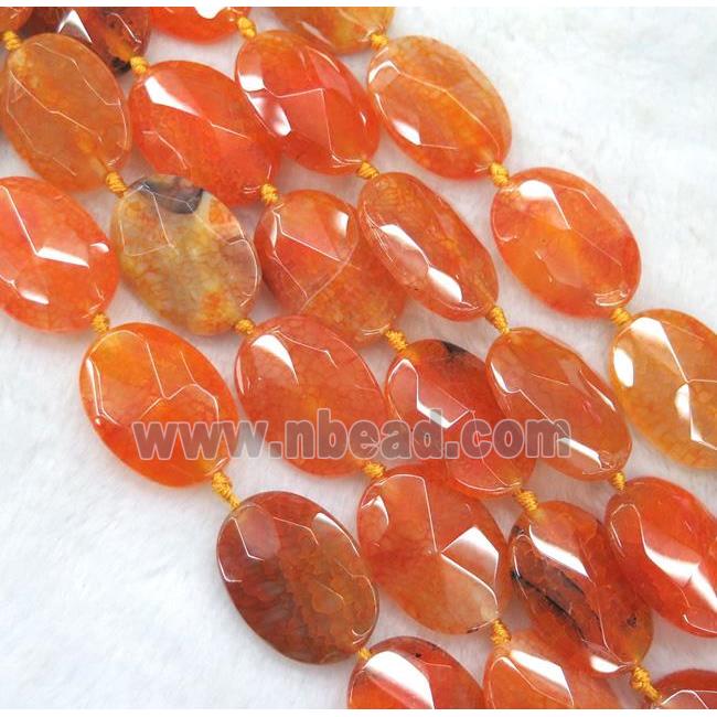 agate bead, faceted oval, orange