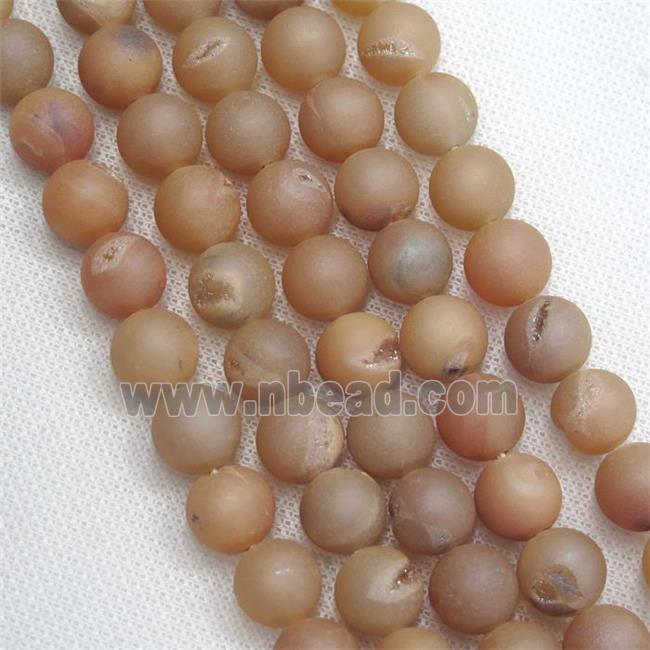 round Agate Druzy Beads, champagne electroplated