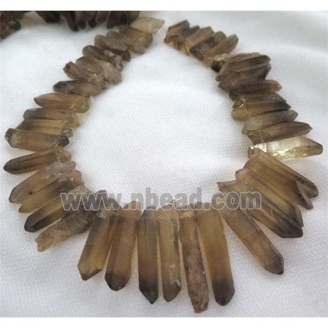 lemon quartz beads for necklace, stick