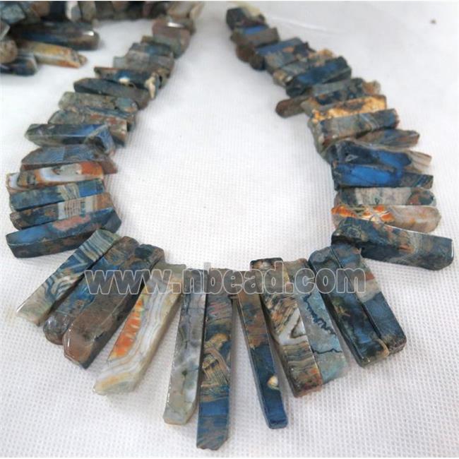 dragon veins agate beads for necklace, stick, freeform
