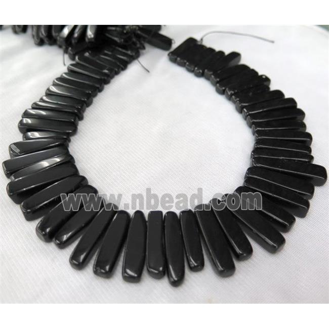 black agate bead for necklace, stick, freeform