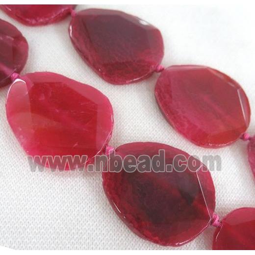 red Agate slice beads, faceted freeform