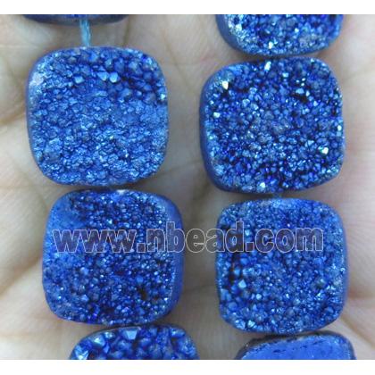 blue druzy quartz beads, square