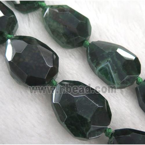 agate beads, faceted teardrop, green