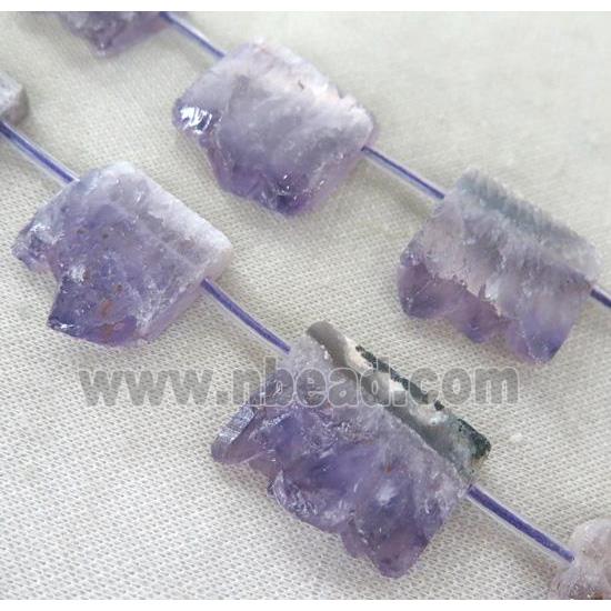 Amethyst slice beads with druzy, purple, freeform