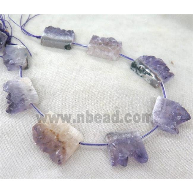 Amethyst slice beads with druzy, purple, freeform