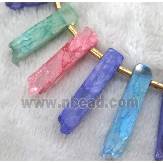quartz druzy beads, stick, mixed color