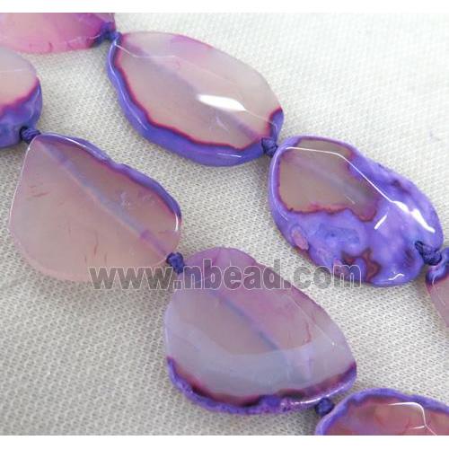 purple Agate slice bead, faceted freeform