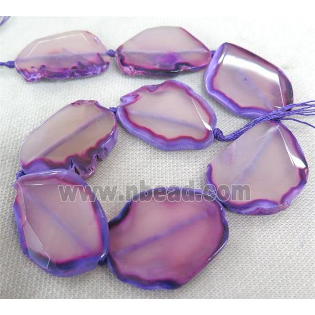 purple Agate slice bead, faceted freeform