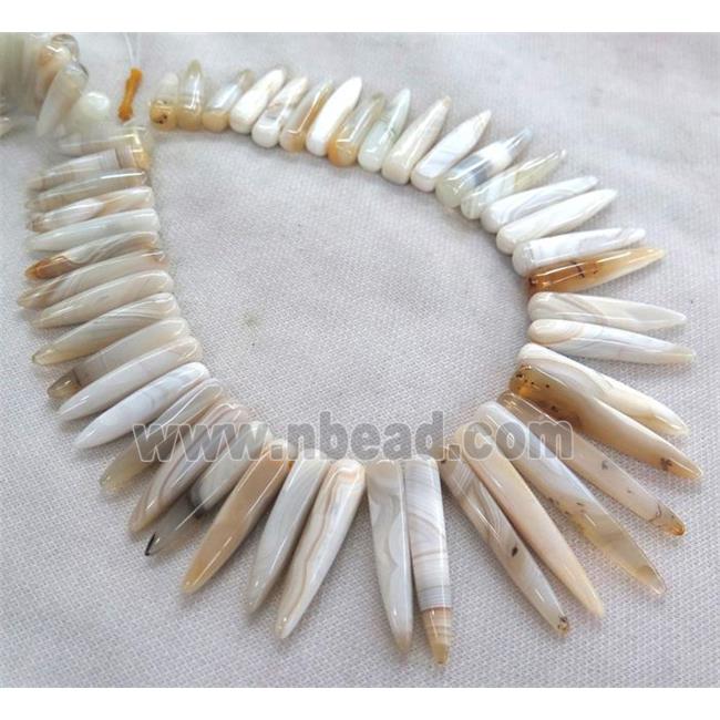 white agate bullet beads