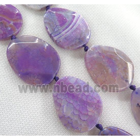 purple dragon veins Agate slice beads, faceted freeform