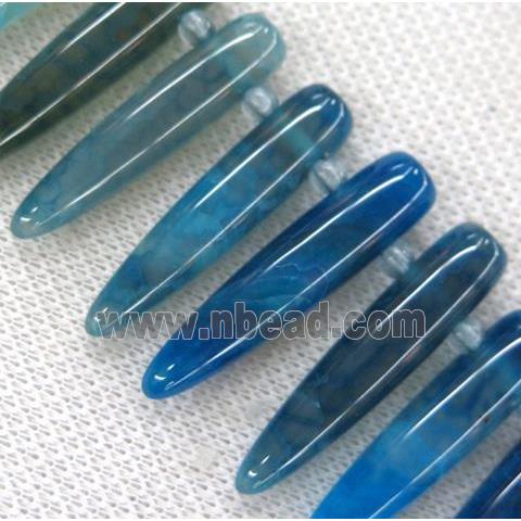 agate bullet bead, blue