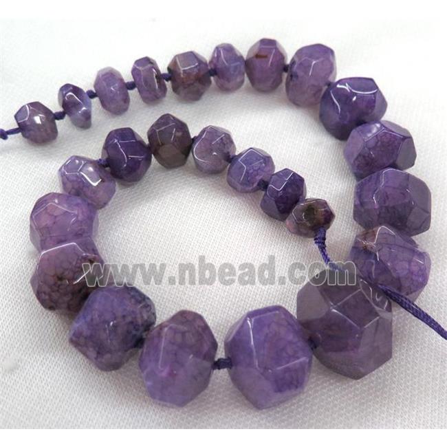 purple agate bead, faceted freeform