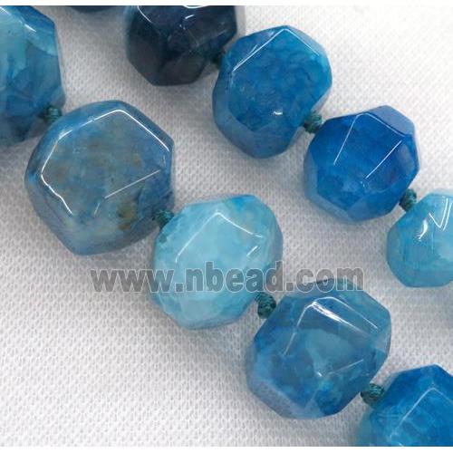blue agate bead, faceted freeform
