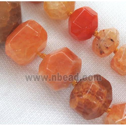 orange agate bead, faceted freeform