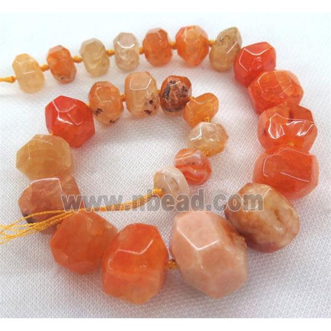 orange agate bead, faceted freeform
