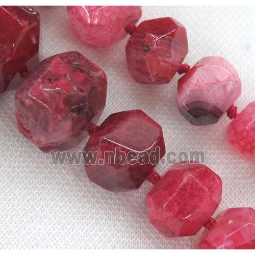 red agate bead, faceted freeform