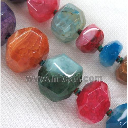 agate bead, faceted freeform, mix color