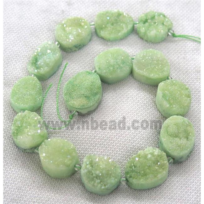 green druzy quartz beads, freeform