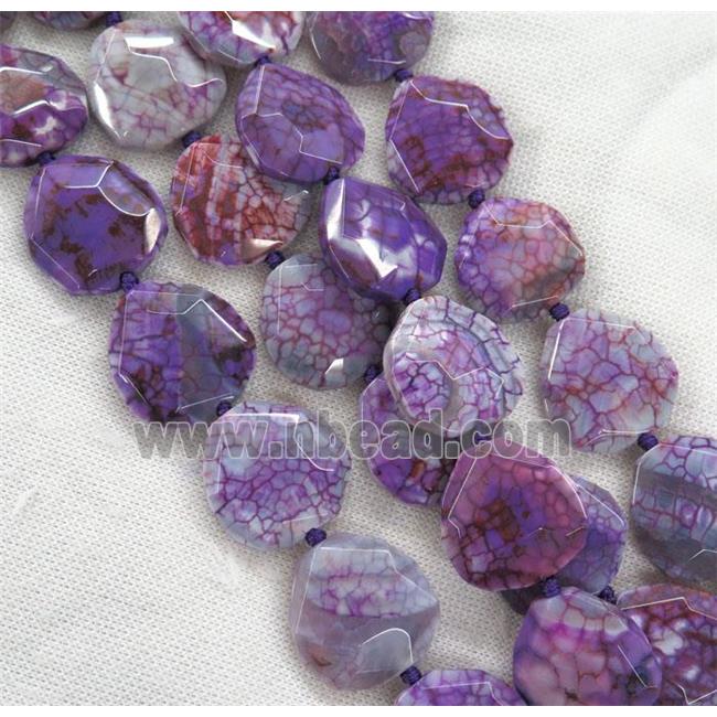 purple Dragon Veins Agate beads, faceted freeform