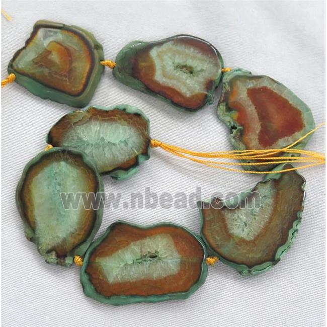 orange Agate slice bead, flat freeform
