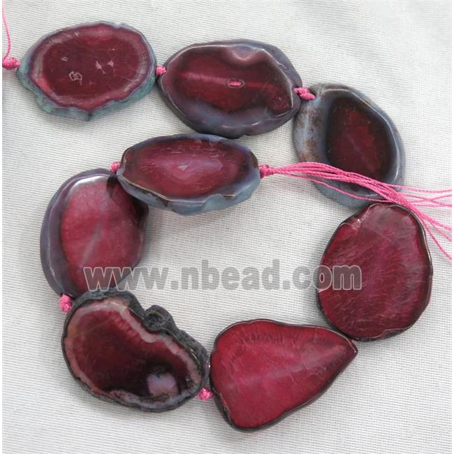 red Agate slice bead, flat freeform