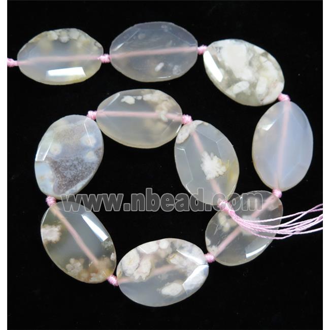 natural Cherry Agate beads, faceted oval