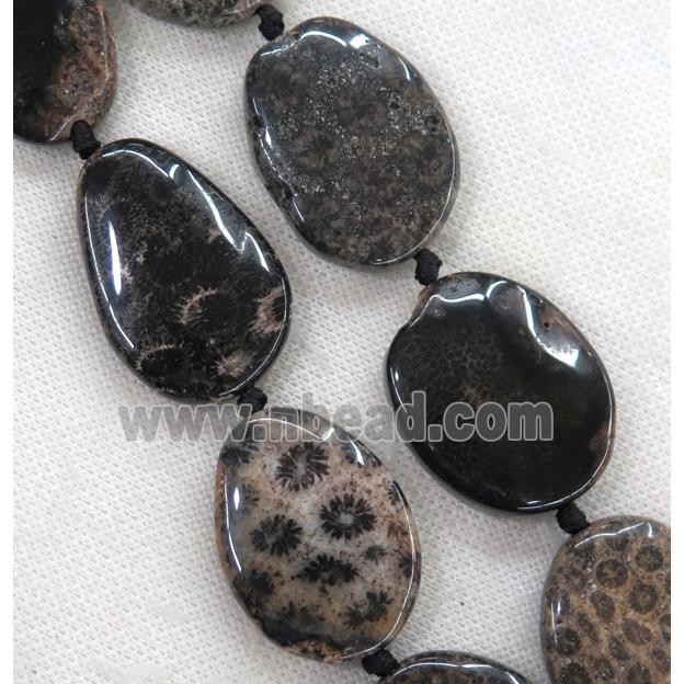 black Coral Fossil beads, freeform