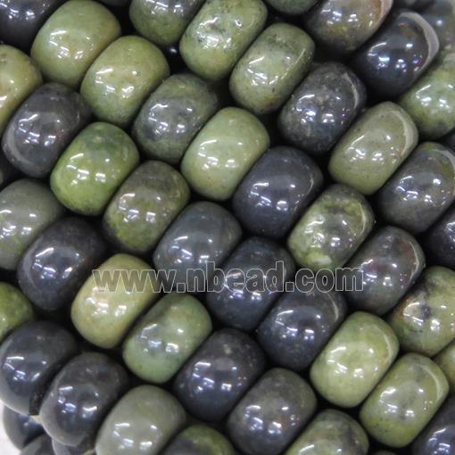 African Green Autumn Jasper barrel beads