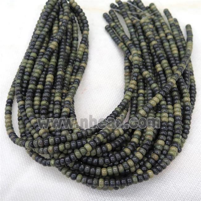 African Green Autumn Jasper barrel beads