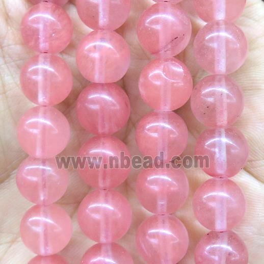 red watermelon quartz beads, round