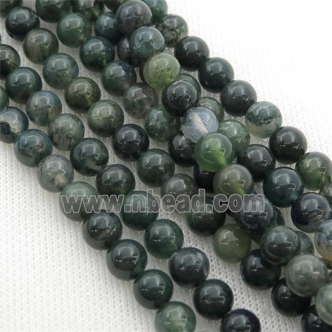 green Moss Agate beads, round