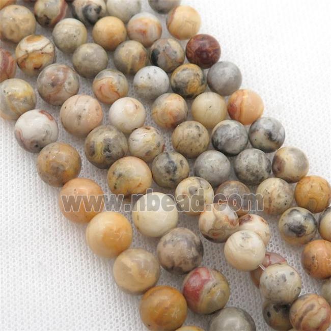 yellow Crazy Agate beads, round