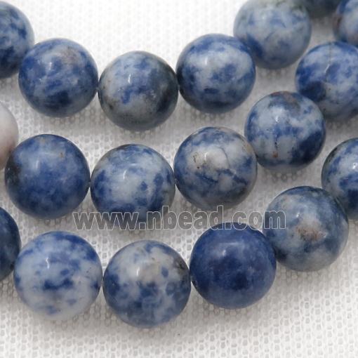 blue Spotted dalmatian jasper beads, round