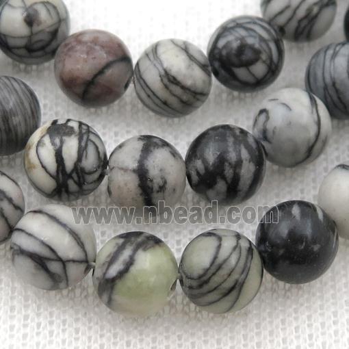 black Silk Jasper beads, round
