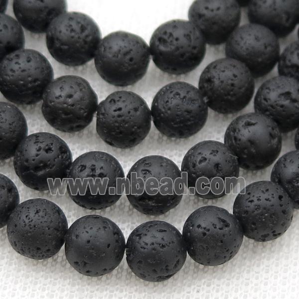 black Lava stone beads, round