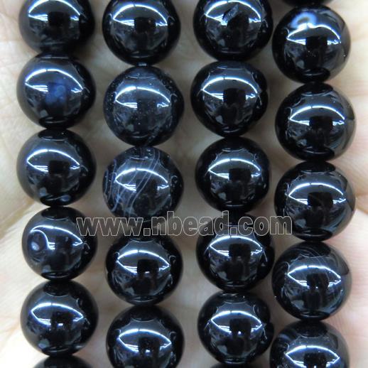 round Black Onyx Agate beads