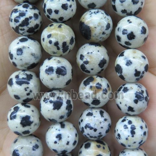 black spotted dalmatian Jasper beads, round