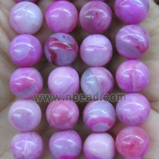 round hotpink Crazy Agate beads, dye