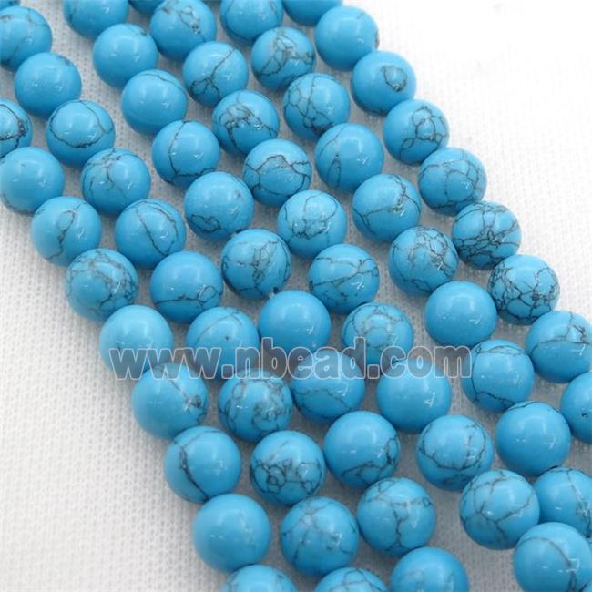 synthetic blue Turquoise beads, round
