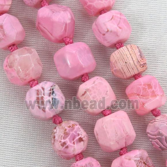 hotpink Dragon veins agate beads, faceted round