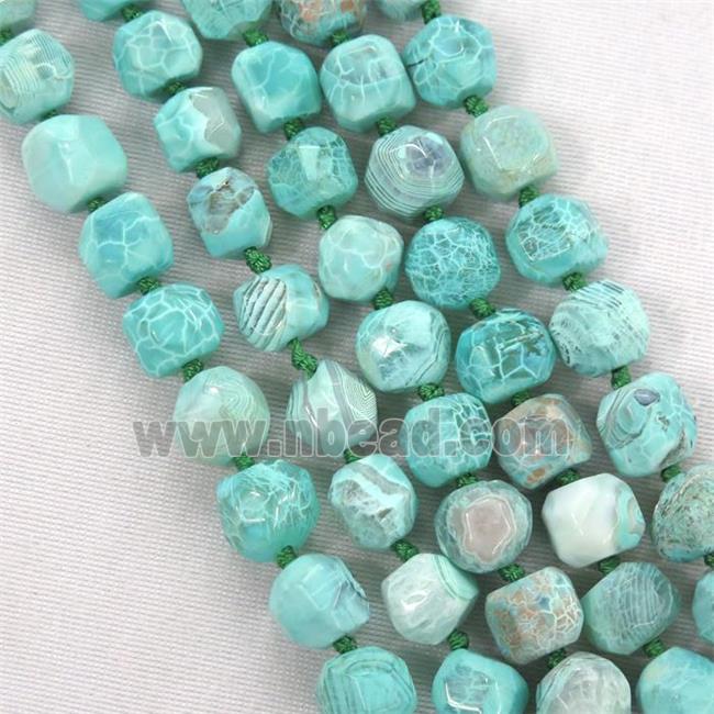 green Dragon veins agate beads, faceted round