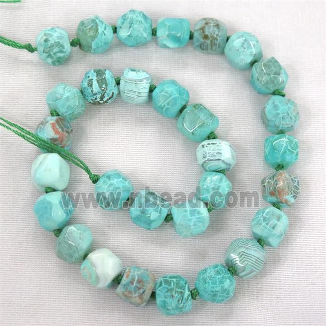 green Dragon veins agate beads, faceted round