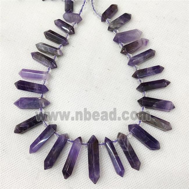 purple Ametrine bullet beads, top-drilled